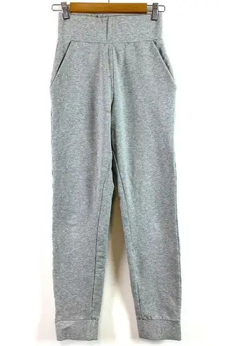Meshki Amelia High Rise Fitted High Waisted Cotton Lounge Jogger Pant Gray XS
