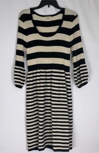 Pink Rose Women’s  Black & Cream Broad Stripe 3/4 Sleeve Sweater Dress Size 2X