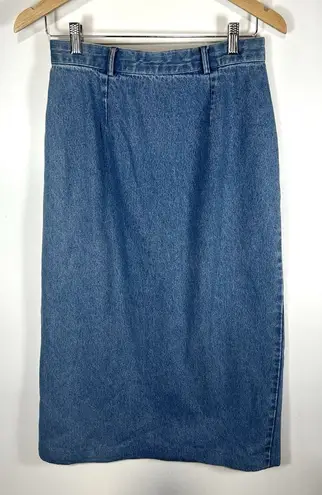British Khaki Y2K Vtg 90s ROBERT LIGHTON Long Pencil Blue Denim Jean Skirt Sz 8