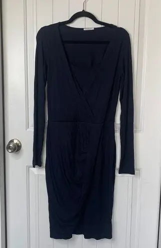 Marella by max mara faux Wrap Dress Long Sleeve Jersey quiet luxury Dress Medium Blue