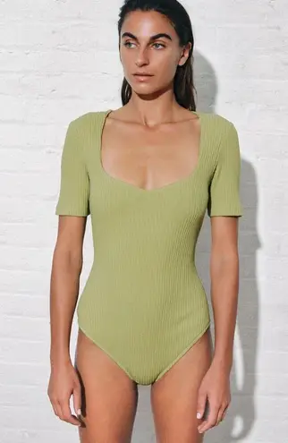 Mara Hoffman pistachio green Marlowe Body suit size xxs