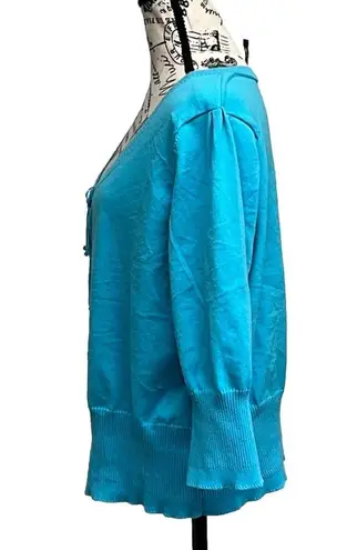 Lane Bryant   Blue Cardigan Sweater Womens  Sz 22/24 3/4 Sleeve Preppy Balletcore