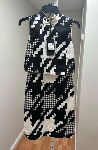 NEW NWT Shanghai Tang Two Levels Construction Qipao Size 38 Black