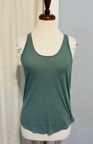 prAna Ribbed Tank Top Racerback Yoga Athletic Green Sleeveless Womens Small