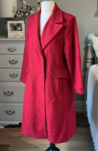 Red Vintage Long Wool Coat Womens 8P Prelude Excellent Condition