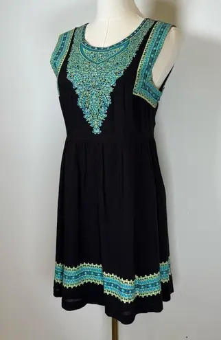 Free People  Black And Green Floral Sleeveless Lightweight Dress Women’s Size 2