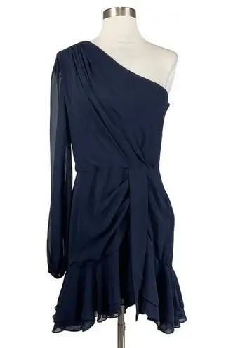 Betsy and Adam Women's Cocktail Dress Size 8 Blue Chiffon Mini Fit and Flare