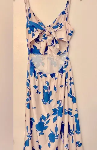NWT Midi White and Blue Print Tie Back Cami Dress Size M
