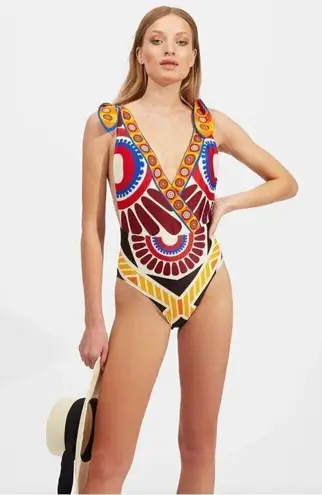 NEW La DoubleJ Hazzard Swimsuit Solar Placée Abstract Size Small Red