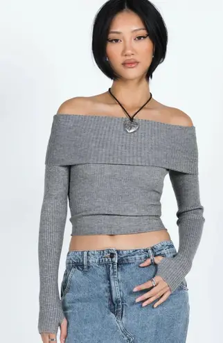 Princess Polly Gray Off the Shoulder Sweater 