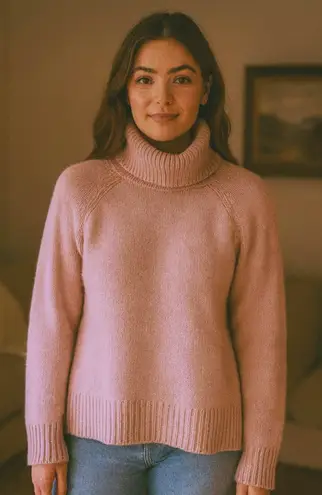 Velvet Graham & Spencer Alpaca Wool Turtleneck Sweater Small Pink Cozy Feminine