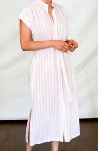 TROVATA Birds of Paradis Coral Stripe Shirt Astrid Easy Dress Sz XS Pink