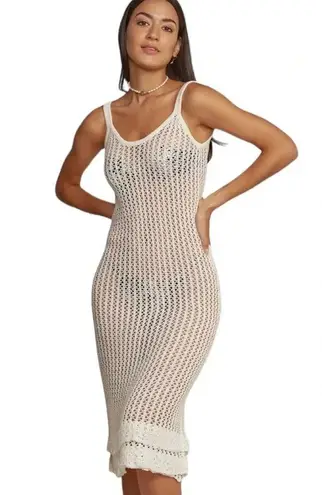 Capittana Crochet Boho Midi Dress Swim Beach Pool Cover Up Ivory Size M/L NWT