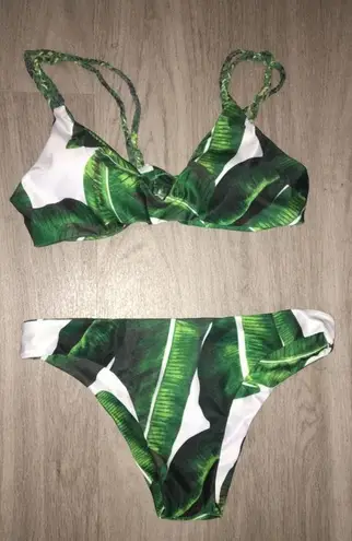 Leafly Bikini Set White Size L