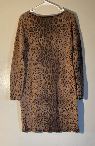 Adrienne Vittadini Long Sleeve Leopard Bodycon Dress / Blouse Size Large
