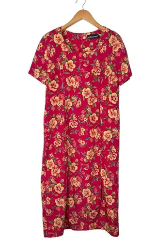 Sag Harbor Vintage Women’s Size 18 Red Floral Print Dress Spring Summer Vacation