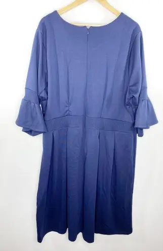 Jessica London Jessica London Midi Dress Women Plus 26W Blue Bell Sleeve Modest Cottagecore