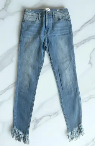 Frame Light Wash Fringe Ankle Le High Skinny Jeans Size 27