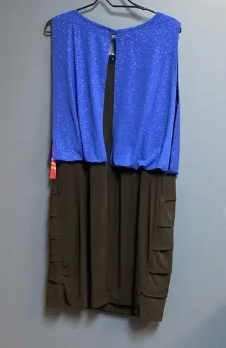 NWT ENFOCUS WOMAN SIZE 16 W COBALT BLUE GLITTER TOP BLACK SKIRT COCKTAIL DRESS