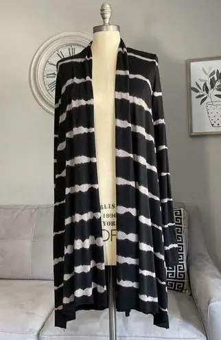 LA Made Womens Long Open Front Cardigan Sweater Brown Stripes Size XS Boho