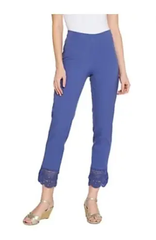 Isaac Mizrahi Live! 24/7 Stretch Pants with Crochet Hem Periwinkle Blue Size 16