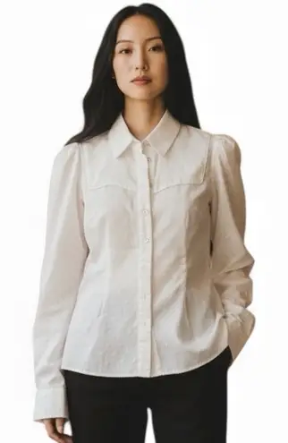 CAROLINE CONSTAS AMBROSE WHITE WESTERN STYLE BUTTON DOWN BLOUSE SIZE XS