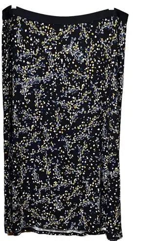 J.Jill  Boho Floral Gathered Vines Elastic Waist Knit Midi Skirt Size Large