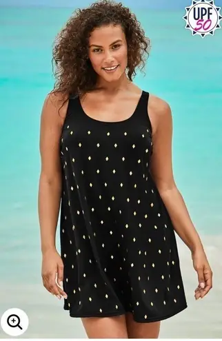 Swimsuits For All STUDDED TRAPEZE SWIM DRESS swimsuit plus size 26 black gold