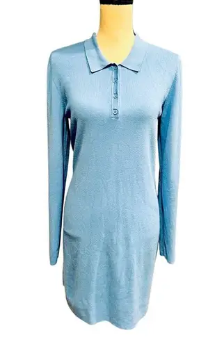 Aritzia Sunday Best Barrymore Dress Long Sleeve Blue MiniSize L Size L