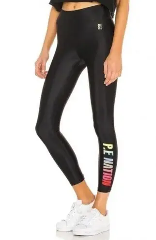 P.E Nation Emerging Gradient Rainbow Logo Legging in Black Size XS