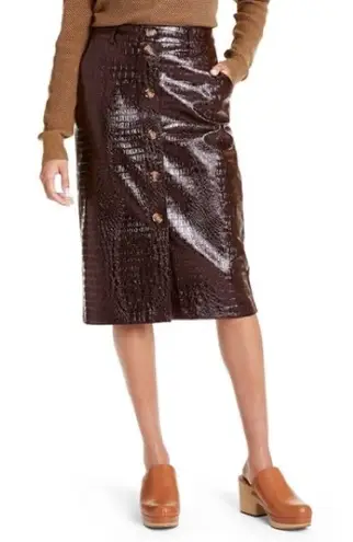 Rachel Comey x Target Skirt Size 0 Faux Leather Textured Brown Pencil Skirt NWT