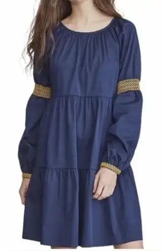 Elizabeth and James navy blue long sleeve peasant dress size L