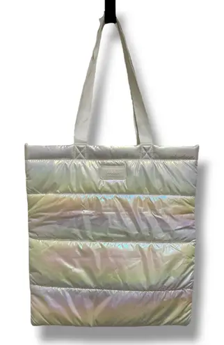 Bath & Body Works Bath & Body Works White Iridescent Puffer Tote Bag NEW