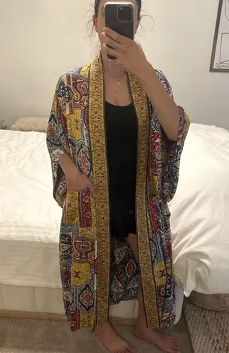 Haute Hippie Robe with waist tie bohemian pattern fancy loungewear California