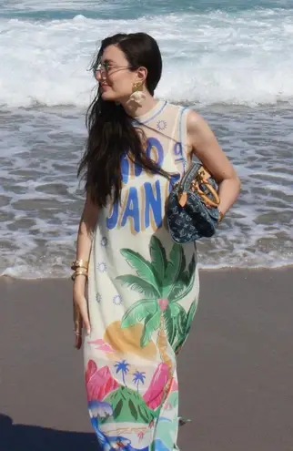 Farm Rio Mesh Logo Midi Dress XS