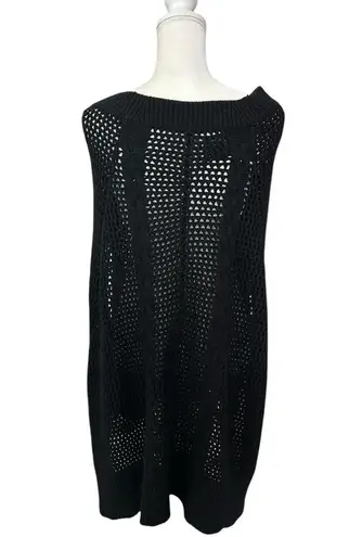 ALLSAINTS Open Knit Erbus Black Pullover Hi Low Cape Size 4 - 6 Small