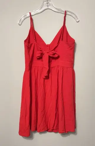 Molly Bracken Woven Button Front Dress Red Open Back Tie Women's Size Medium NWT