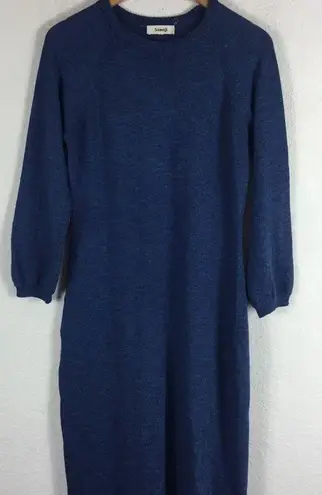 Samuji Roberta Blue Sweater Midi Dress Large Knit Long Sleeve Oversized Yarn
