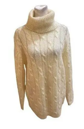 Studio Works Women's Ivory Cable Knit Turtleneck Sweater Size M