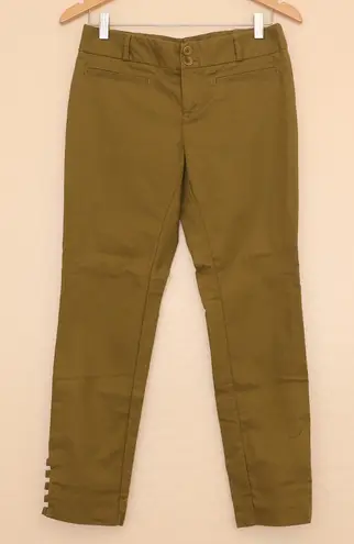 Cartonnier Anthropologie Trouser Ankle Pants Women's 6 Green Cutout Hem Stretch