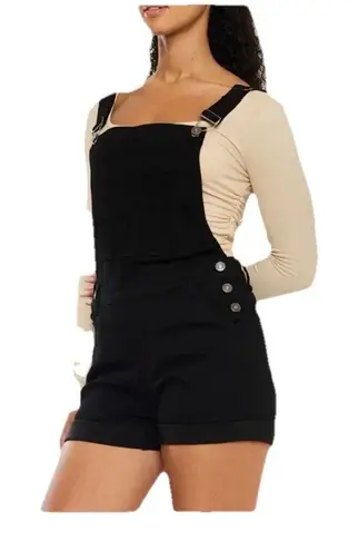 KanCan Denim Overalls Shorts Stretch Black Cotton Blend Women Size XS