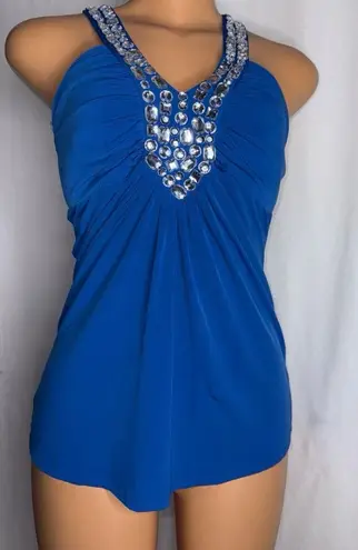 Studio Y Blue rhinestone tank top