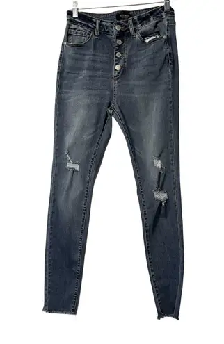 Judy Blue Judie Blue Jeans Womens Size 29 Blue Button Fly Distressed Button Fly Raw Hem