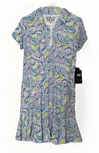 IBKUL Massie Plum Print Dress Lavender Multi XS UPF 50+ Golf Pickleball Tennis Size 0