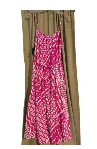 Natori Chibana Getaway Geometric Print Cotton Midi Dress Small NEW