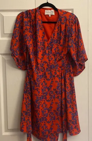 Charles Henry Womens Large Red Floral Kimono Wrap Dress Cocktail Travel