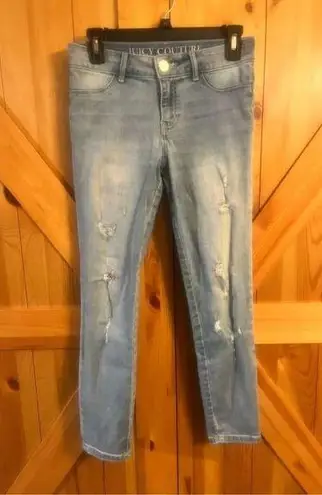 Juicy Couture  Skinny Jeans Distressed Size 2 Stretch Denim mid rise 27x26