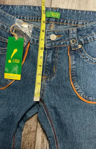 G!nger NWT Jeans Blue with Orange And Red Embroidered Stitching Size 10