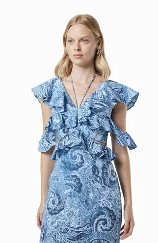 Elliatt Snow Printed Linen Gown Blue Floral