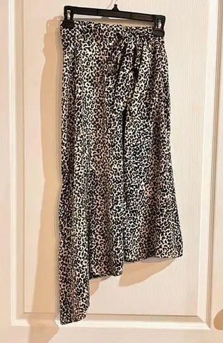 Nine West  Luxe Animal Collection Leopard Print Asymmetric Hem Midi Skirt